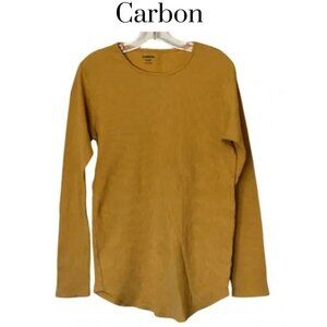 EUC Carbon waffle knit thermal shirt.  Mustard yellow. Great for layering. Sz XS